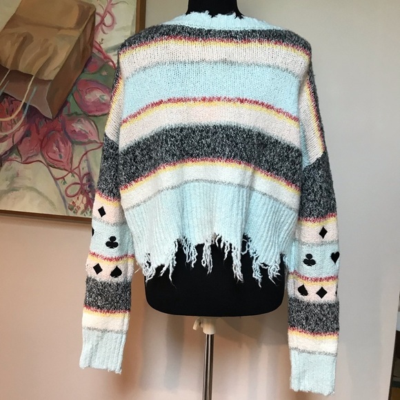 Wildfox Oversized Cropped Sweater Embroidered Smal - Picture 7 of 9